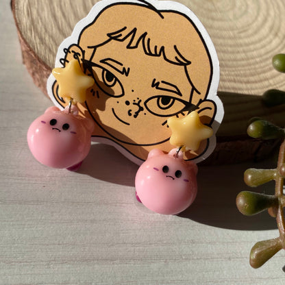 Pink Puffball Earrings